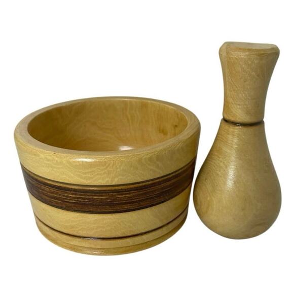 WOODEN MORTAR/PESTLE MADE IN PERU HERBS GRINDER SPICE KITCHENWARE VERSATILE - Picture 3 of 13